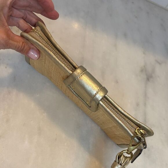 Coach Parker Natural Straw Leather Trim Clutch Wristlet Wallet Clutch - Picture 8 of 16